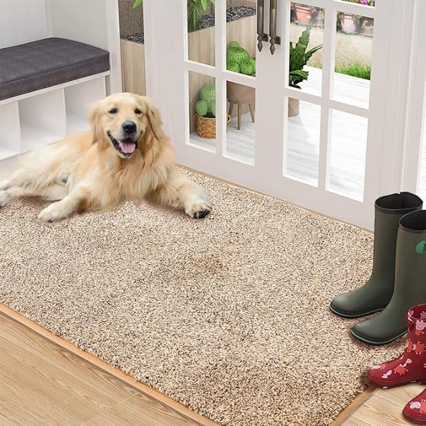 Doormat Non-Slip Machine Washable Dirt Trapper Doormat for Indoor and Covered Outdoor