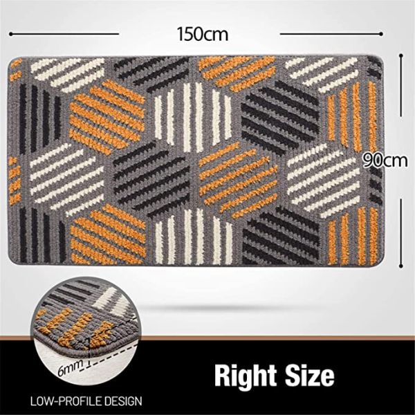 Grey Non-Slip Machine Washable Soft Doormat For Front Door Entry, Outdoor Dirt Trapper Mat