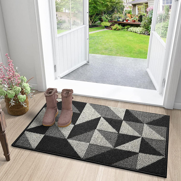 Non-Slip Machine Washable Entrance Rug Indoor Mat , Absorbent Plaid Mat for Muddy Wet Shoes and Paws